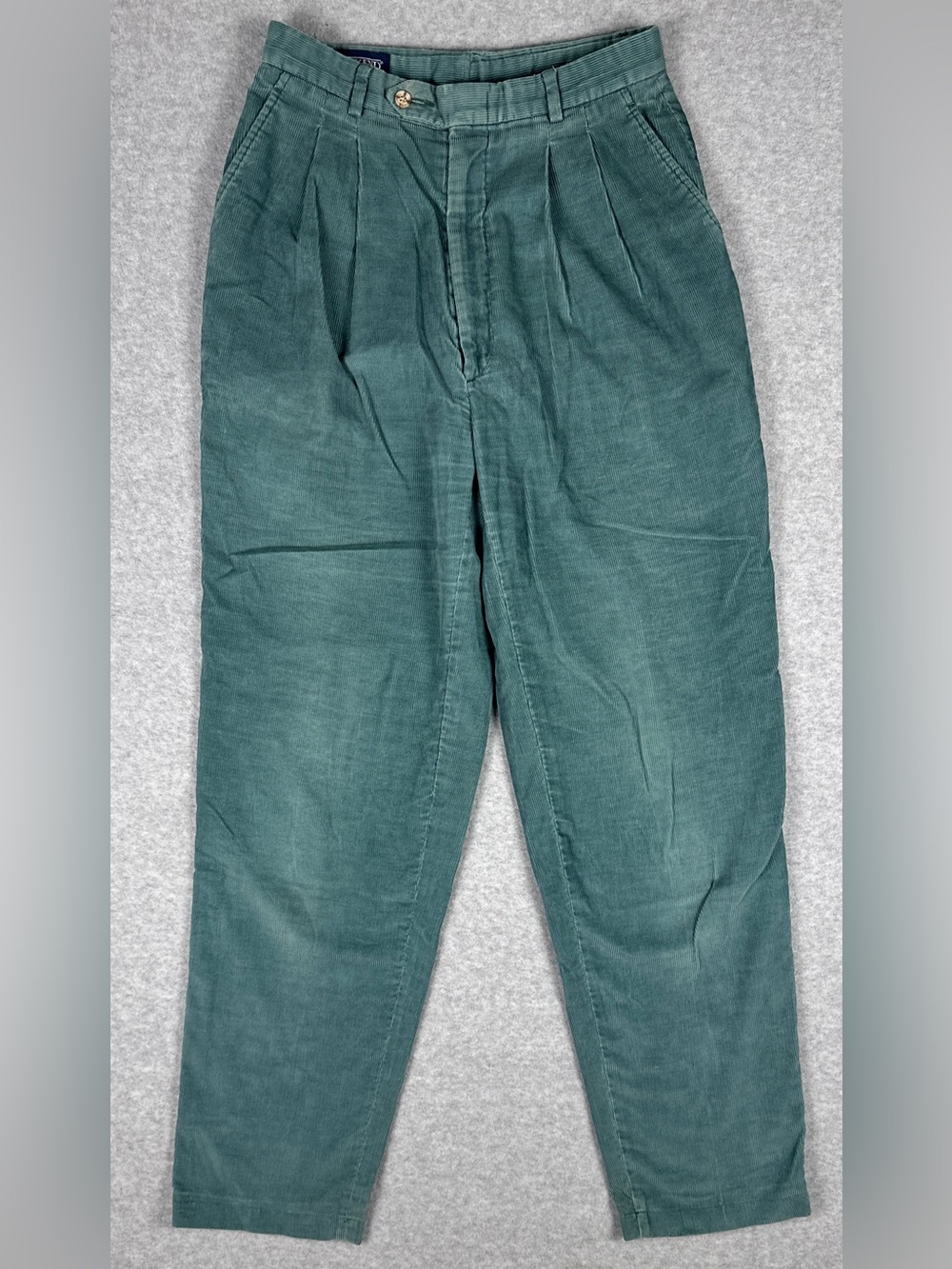 Vintage Lands End Corduroy Pants Womens 10 Tall Teal Pleated Made USA
